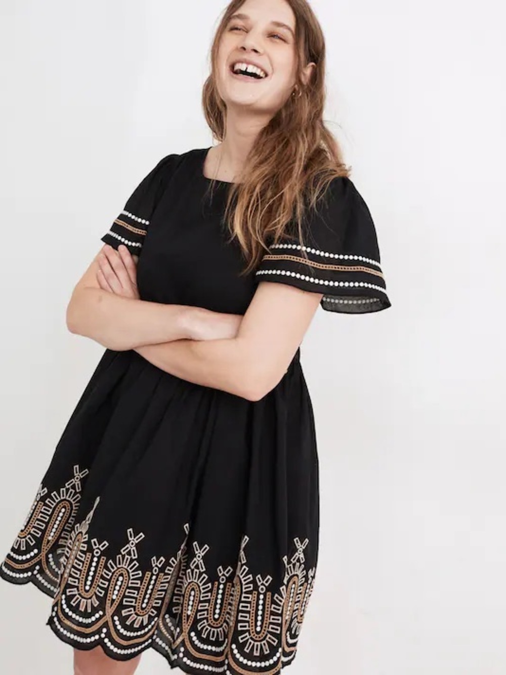 Madewell Embroidered Eyelet Puff-Sleeve Mini Dress